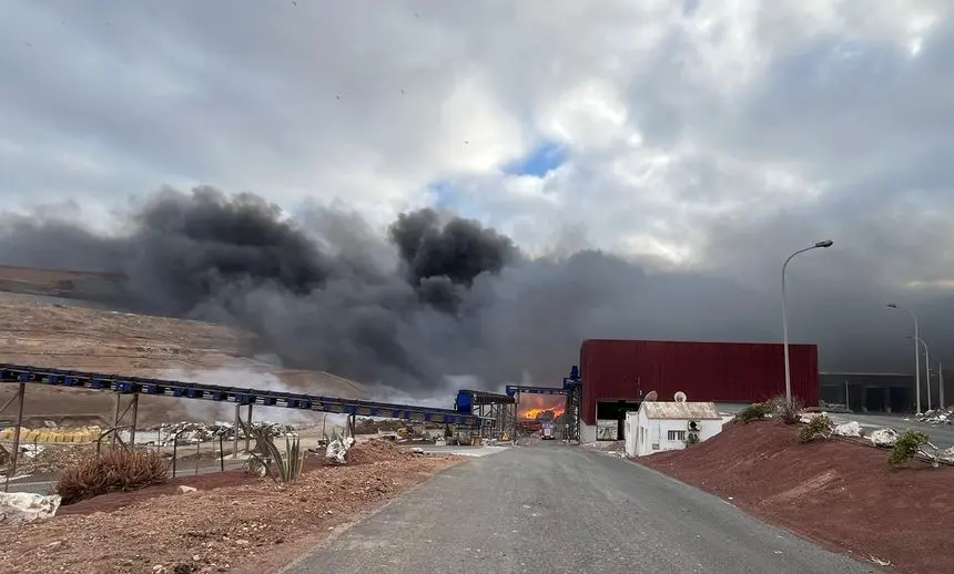 Incendio producido en el vertedero de Zonzamas.