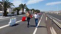 Imagen de Isidro Pérez y Raúl de León en las obras de la LZ-2