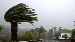 Imagen de uno de los d&iacute;as de viento y lluvia en Lanzarote