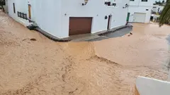 Calles de Haría tras las lluvias en el norte.