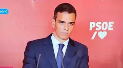 Imagen de televisión de la comparecencia de Pedro Sánchez