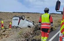 Instante en el que llegaron los bomberos al lugar del siniestro