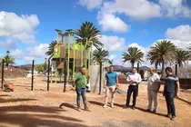 Óscar Noda junto a Rubén Arca y Ángel Lago en su visita al parque de El Rincón.