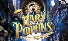 Cartel promocional de la obra Mary Poppins en la Biblioteca de Cuentopolis.