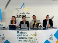 Cristina Calero, David Toledo, Pedro San Ginés y Oswaldo Betancort en la rueda de prensa sobre los presupuestos.
