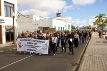 Autónomos de Lanzarote por las calles de Arrecife durante su protesta.