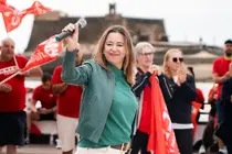 Mar&iacute;a Dolores Corujo, l&iacute;der de los socialistas lanzarote&ntilde;os, en un acto del PSOE