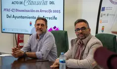 El primer teniente de alcalde de Arrecife, Echedey Eugenio, durante el acto de clausura.
