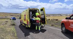 Instante del traslado de la persona herida.