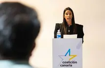 Aroa Revelo en un acto de su partido