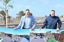 Jacobo Medina y Oswaldo Betancort en la presentación de Embellecimiento del Aeropuerto.