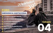 Cartel promocional del foro sobre la emergencia habitacional.