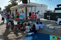 Escolares durante el taller