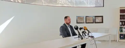 Ginés González durante su comparecencia ante los medios para anunciar su marcha de Vox.