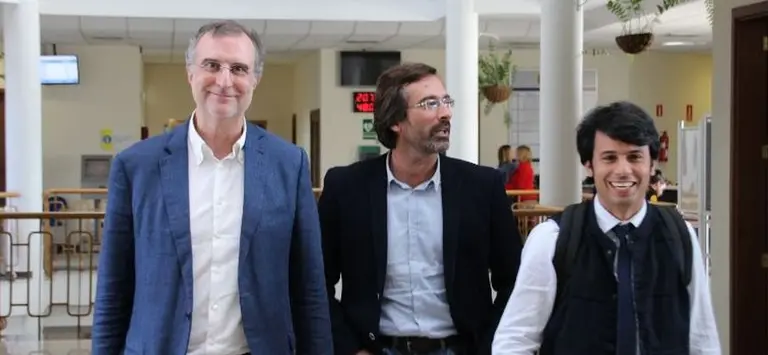 José María Ezquiaga con Pedro San Ginés y Marcos Bergaz, cuando este último llevaba  el Área de Política Territorial en Lanzarote