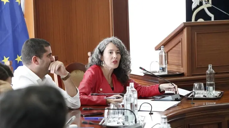 Ariagona González y Benjamín Perdomo en el Pleno del Cabildo.