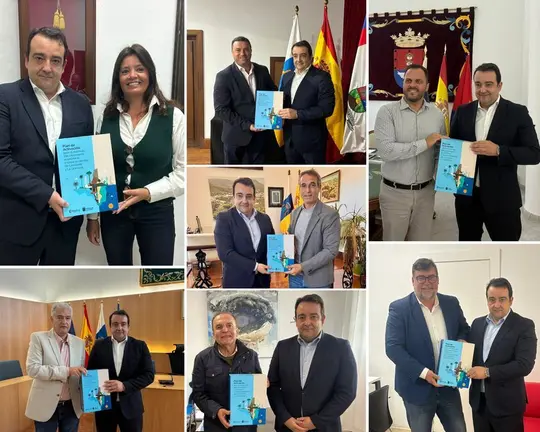 Imagen del presidente de la C&aacute;mara con los alcaldes y la alcaldesa de Lanzarote.