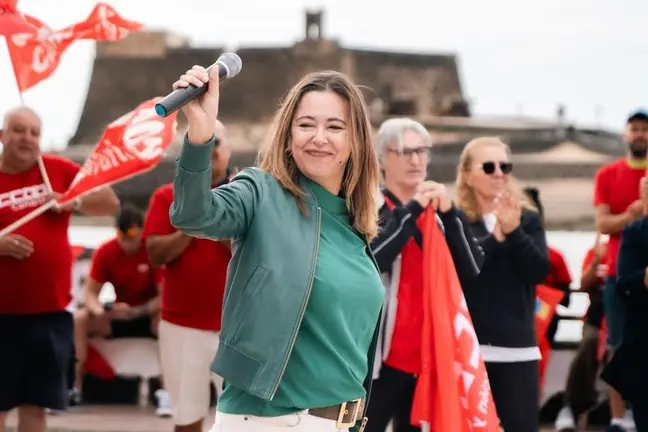 Mar&iacute;a Dolores Corujo, l&iacute;der de los socialistas lanzarote&ntilde;os, en un acto del PSOE