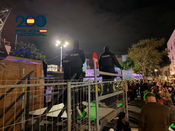 Agentes de la Polic&iacute;a Nacional durante los carnavales.