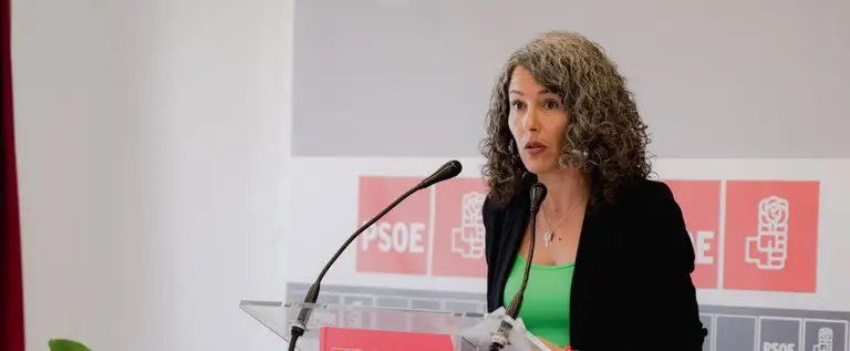 Ariagona Gonz&aacute;lez en la sede del PSOE