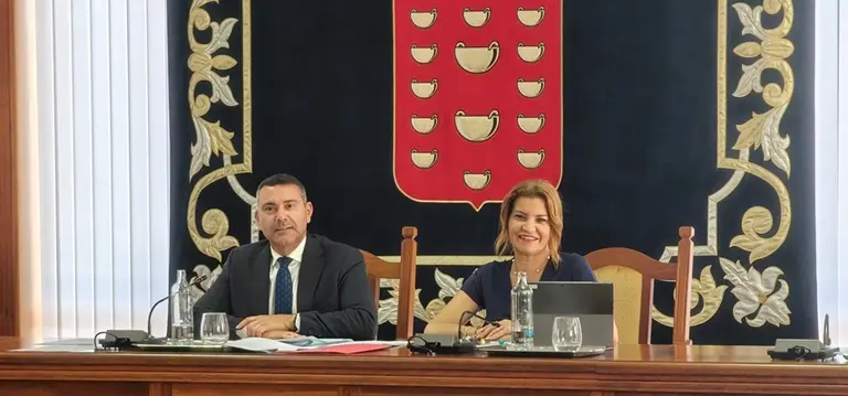 Oswaldo Betancort y Mar&iacute;a Jes&uacute;s Tovar en Pleno del Cabildo.