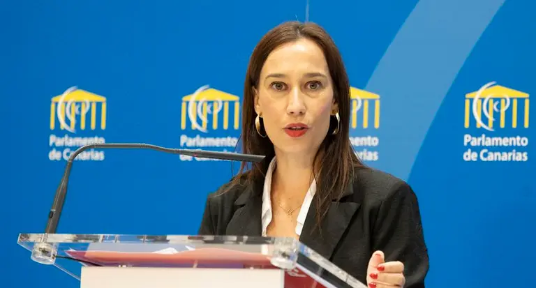 Nira Fierro en la sede del Parlamento de Canarias.