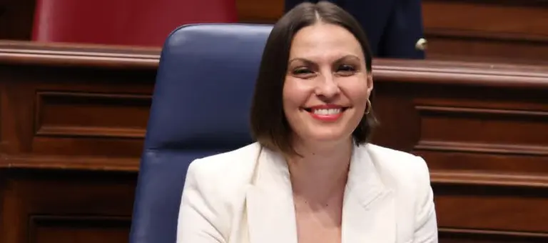 Migdalia Mach&iacute;n este martes en su esca&ntilde;o del Parlamento de Canarias