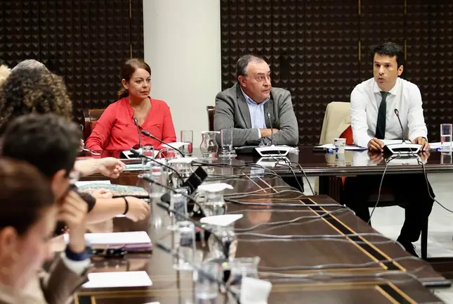 Marcos Bergaz (PSOE) durante una comisi&oacute;n parlamentaria de obras p&uacute;blicas, vivienda y movilidad.