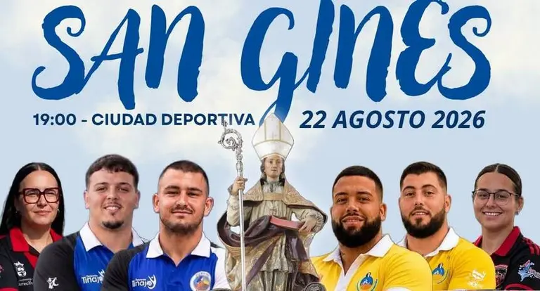 Cartel promocional de las luchas por las fiestas de San Gin&eacute;s.