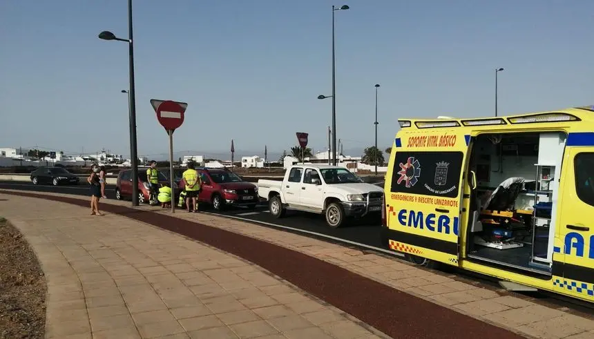 Momento del accidente de este miércoles por la tarde.