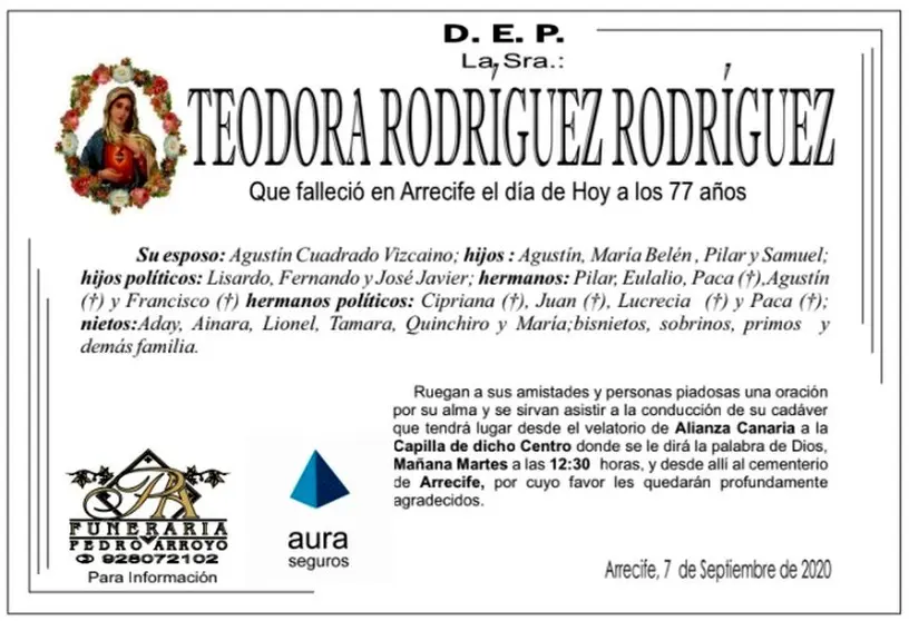 D.E.P. Teodora Rodríguez Rodríguez