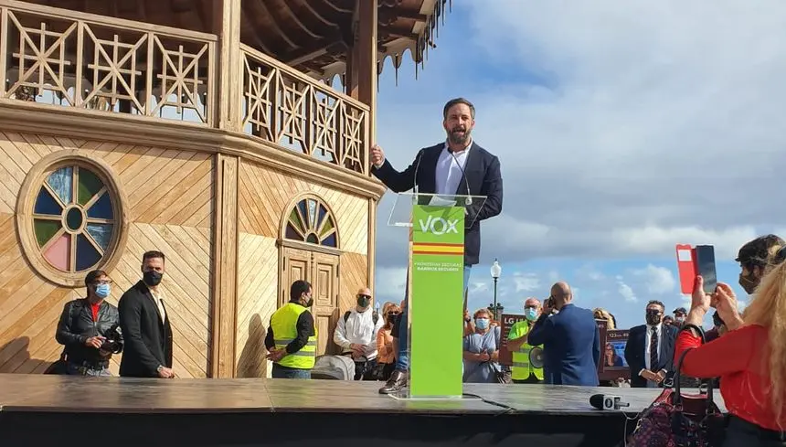 Santiago Abascal este sábado por la mañana en el parque José Ramírez Cerdá de Arrecife.