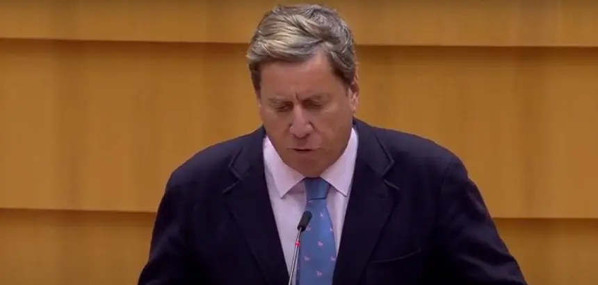 Gabriel Mato durante su intervención en el Parlamento europeo. 