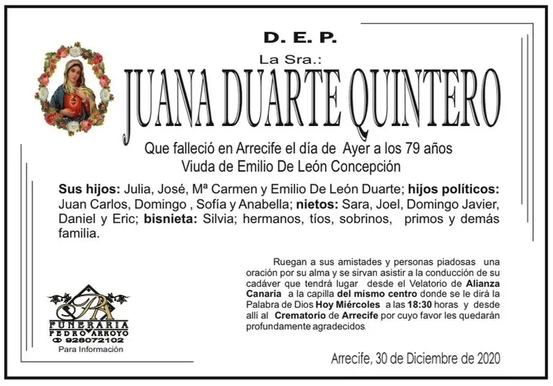 D.E.P. Juana Duarte Quintero