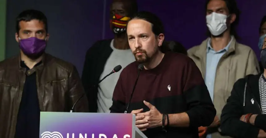 Pablo Iglesias durante su comparecencia de este martes para anunciar que abandona la política. 