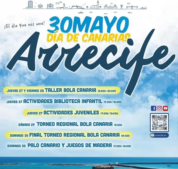 Programación y horarios de los actos organizados por el Ayuntamiento de Arrecife por el Dïa de Canarias