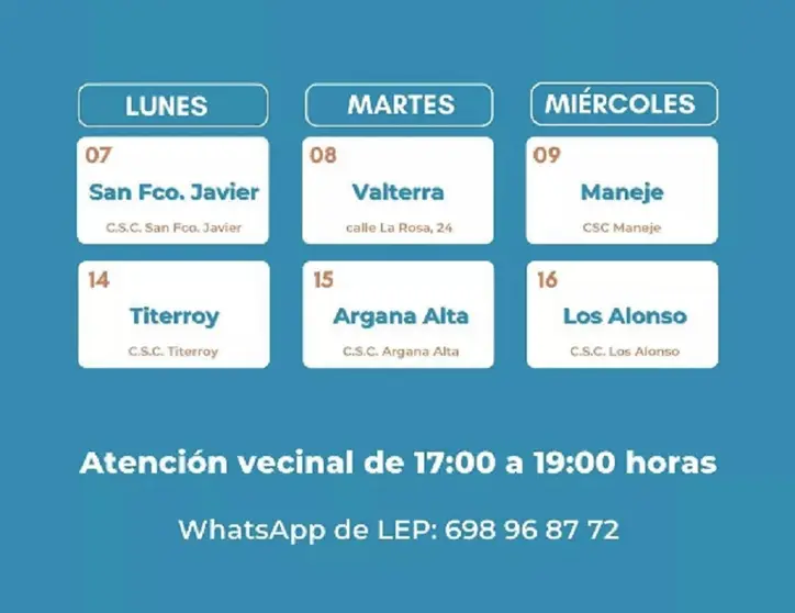 Cartel de la atención vecinal de la formación política de la oposición en Arrecife. 