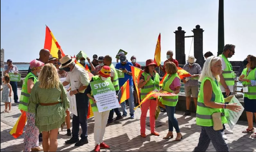 Imagen de las personas que se concentraron este sábado en Arrecife.