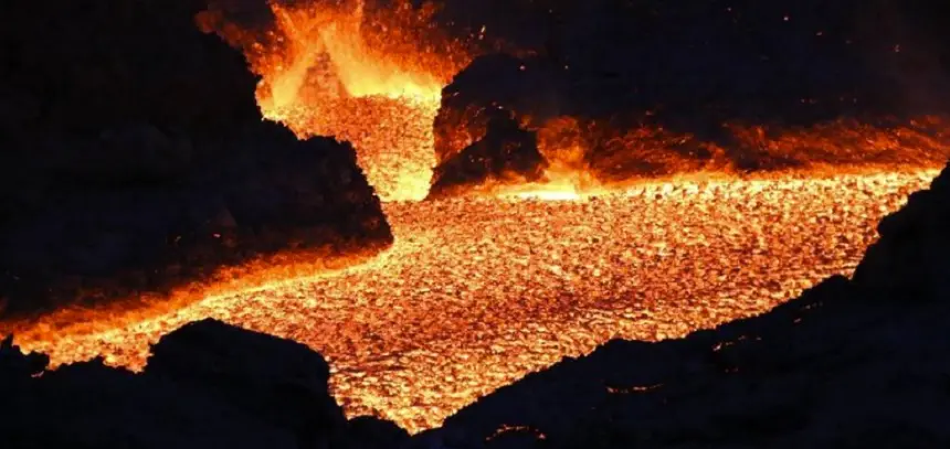 Imagen de la lava del volcán tomada este miércoles. 