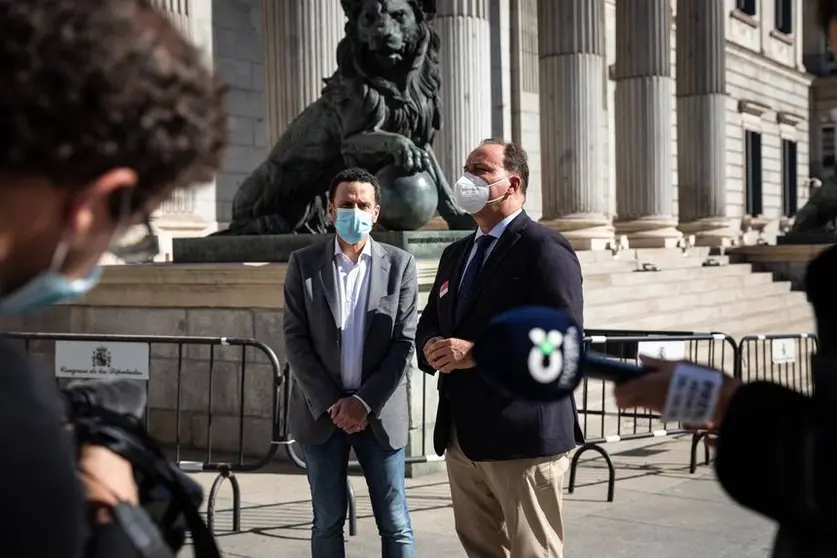 Edmundo Bal y Ricardo Fernández de la Puente frente al Congreso de los Diputados