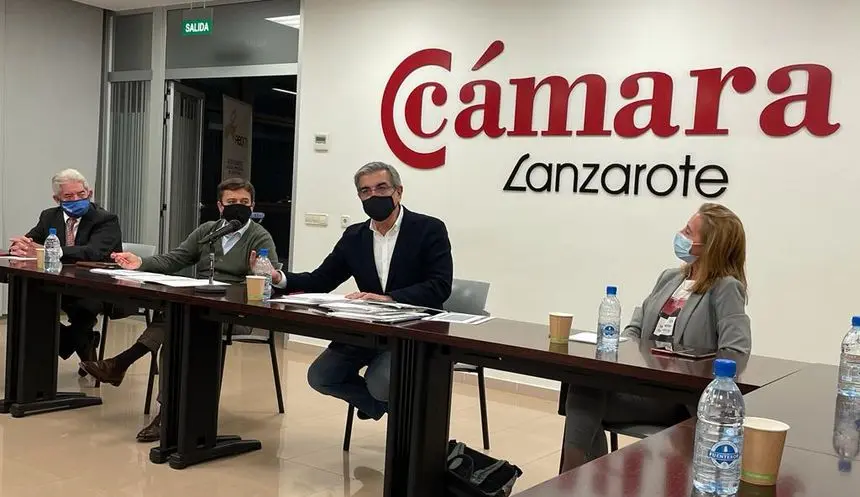 Román Rodríguez este miércoles en la sede de la Cámara de Comercio en Lanzarote