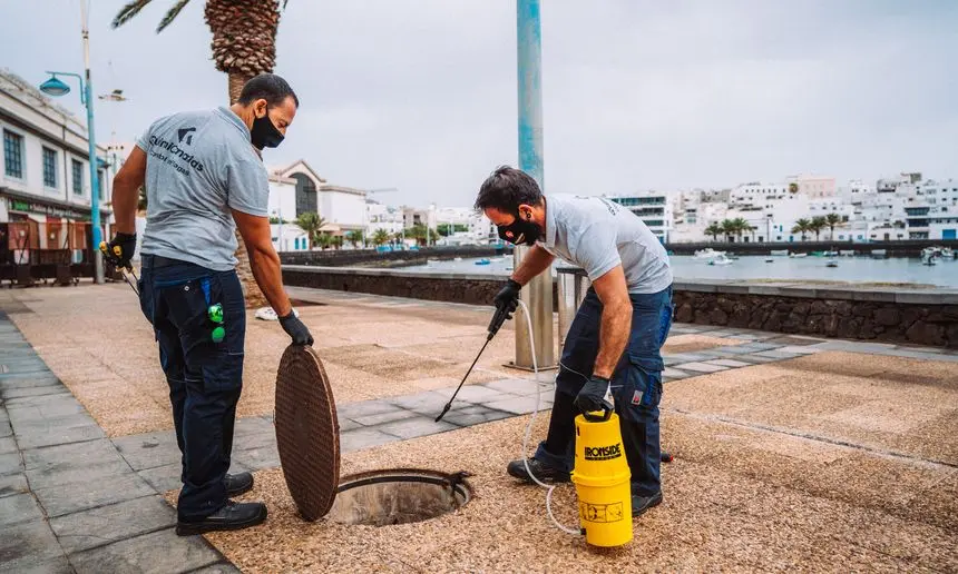 Trabajos de fumigación en el Charco de San Ginés