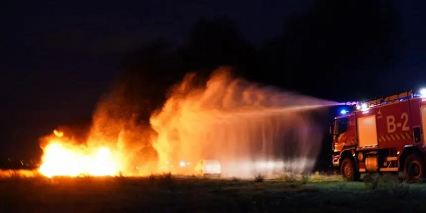 Imagen de archivo de otro simulacro de incendio similar al que se realizó este lunes en Lanzarote.