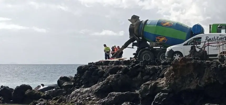 Imagen de las obras que se están realizando en el Muelle Chico de Puerto del Carmen