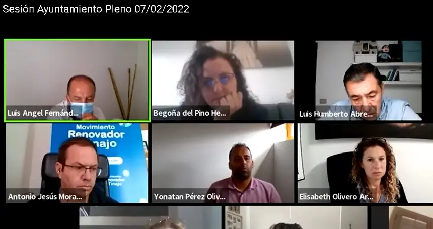 Imagen del pleno telemático celebrado este lunes en Tinajo. 