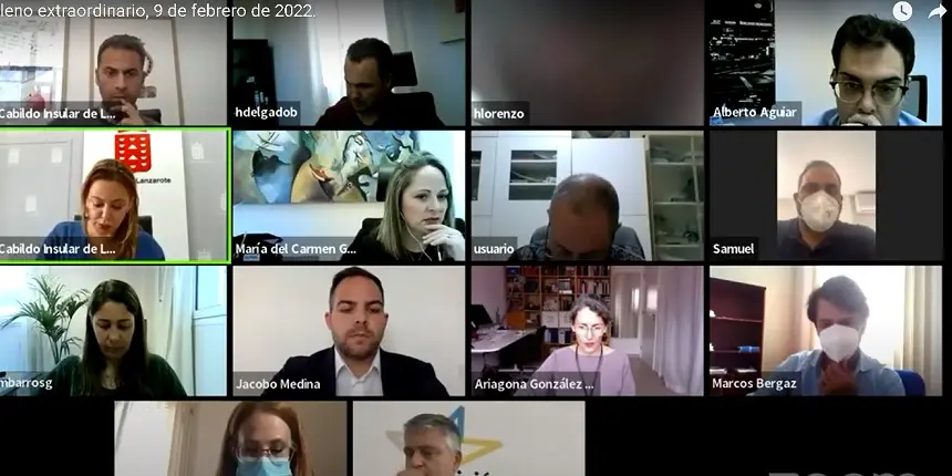 Imagen del pleno telemático celebrado este miércoles en el Cabildo. 