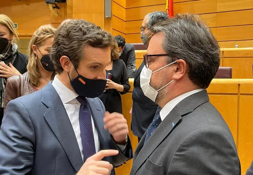 Asier Antona y Pablo Casado en el Senado.