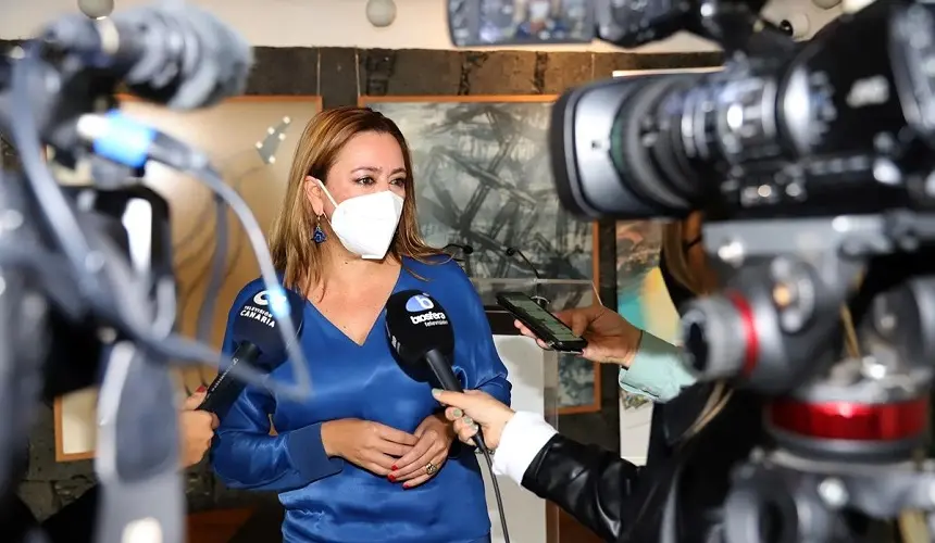 María Dolores Corujo en una comparecencia de prensa.