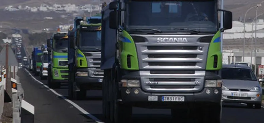 Imagen de archivo de otra concentración de protesta de transportistas que se produjo en Lanzarote.