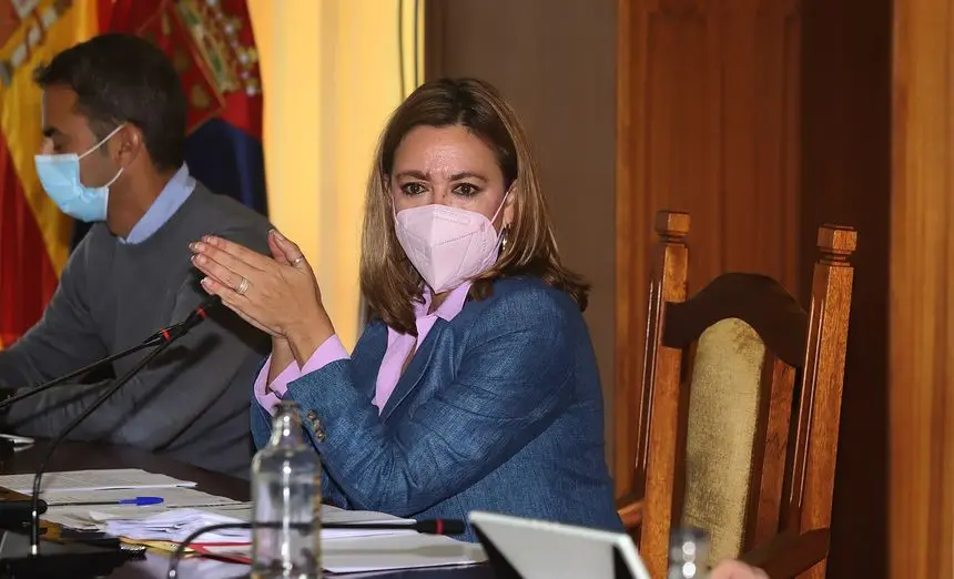 María Dolores Corujo durante el pleno de este viernes.